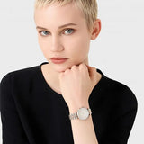 Emporio Armani Gianni T Bar Silver Dial Two Tone Steel Strap Watch for Women - AR11537 Authentic Buy Shop Now