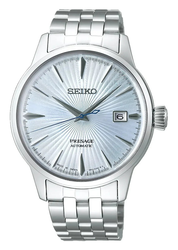 Seiko Presage Cocktail Time Automatic Ice Blue Dial Silver Steel Strap Watch for Men - SRPE19J1 Authentic Buy Shop Now