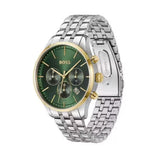 Hugo Boss Avery Chronograph Green Dial Silver Steel Strap Watch for Men - 1514159 Authentic Buy Shop Now