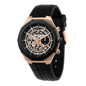 Maserati Stile Skeleton Chronograph Black Dial Black Silicone Strap Watch for Men - R8871642003 Authentic Buy Shop Now