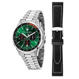 Maserati Sorpasso Chronograph Green Dial Silver Steel Strap Watch for Men - R8873624002 Authentic Buy Shop Now
