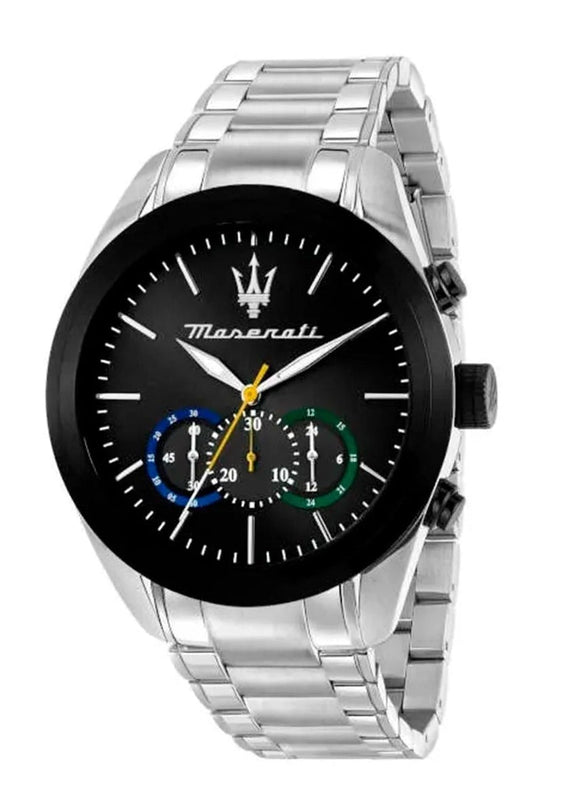 Maserati Traguardo Chronograph Black Dial Silver Steel Strap Watch for Men - R8873612061 Authentic Buy Shop Now