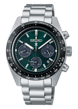 Seiko Prospex Speedtimer Solar Chronograph Green Dial Silver Steel Strap Watch for Men - SSC933 Authentic Buy Shop Now