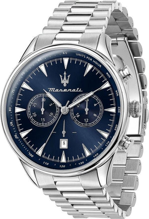 Maserati Tradizione Chronograph Blue Dial Silver Steel Strap Watch for Men - R8873646005 Authentic Buy Shop Now