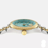 Versace V-Code Analog Turquoise Dial Two Tone Steel Strap Watch for Women - VE8I00524 Authentic Buy Shop Now