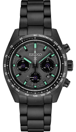 Seiko Prospex Speedtimer The Black Series Limited Edition Black Dial Black Steel Strap Watch for Men - SSC917 Authentic Buy Shop Now