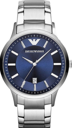 Emporio Armani Renato Blue Dial Silver Steel Strap Watch for Men - AR11180 Authentic Buy Shop Now