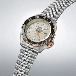 Seiko 5 GMT Sport Asia Exclusive Limited Edition Off White Dial Silver Steel Strap Watch for Men - SSK046K1 Authentic Buy Shop Now
