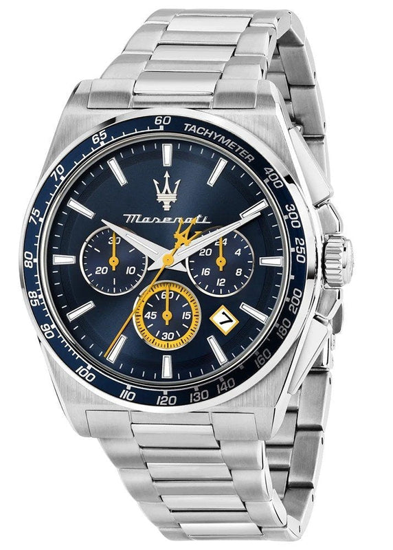 Maserati Velocità Chronograph Blue Dial Silver Steel Strap Watch for Men - R8873652001 Authentic Buy Shop Now