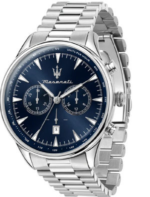 Maserati Tradizione Chronograph Blue Dial Silver Steel Strap Watch for Men - R8873646005 Authentic Buy Shop Now