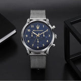 Maserati Epoca Limited Edition Chronograph Blue Dial Silver Mesh Strap Watch for Men - R8873618022 Authentic Buy Shop Now