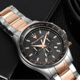 Maserati SFIDA Chronograph Grey Dial Two Tone Steel Strap Watch for Men - R8873640021 Authentic Buy Shop Now