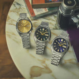 Seiko 5 Sports SNXS Automatic Gold Dial Silver Steel Strap Watch for Men - SRPL59K1 Authentic Buy Shop Now