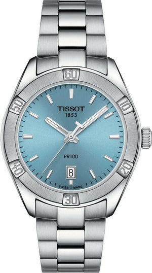 Tissot PR 100 Sport Chic Lady Blue Dial Silver Steel Strap Watch for Women - T101.910.11.351.00 Authentic Buy Shop Now