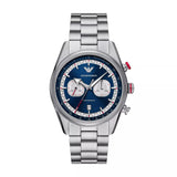 Emporio Armani Racer Chronograph Blue Dial Silver Steel Strap Watch for Men - AR11676 Authentic Buy Shop Now