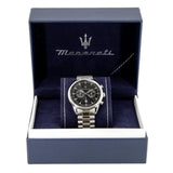 Maserati Tradizione Chronograph Black Dial Silver Steel Strap Watch for Men - R8873646004 Authentic Buy Shop Now
