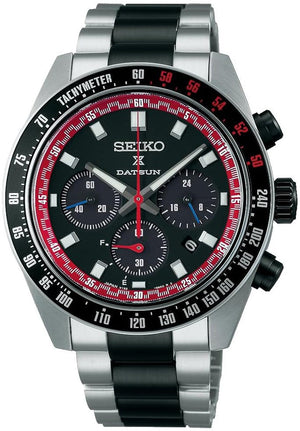 Seiko Prospex Speedtimer Solar Chronograph Datsun 240Z Collaboration Limited Edition Red Dial Two Tone Steel Strap Watch for Men - SBDL123 Authentic Buy Shop Now