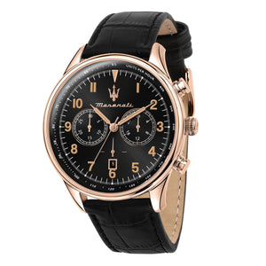 Maserati Tradizione Chronograph Black Dial Black Leather Strap Watch for Men - R8871646001 Authentic Buy Shop Now