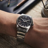Seiko 5 Sports Flieger Automatic Black Dial Silver Steel Strap Watch for Men - SRPH27K1 Authentic Buy Shop Now