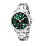 Maserati Successo Chronograph Green Dial Silver Steel Strap Watch for Men - R8873621043 Authentic Buy Shop Now