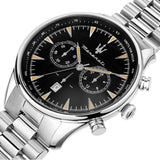 Maserati Tradizione Chronograph Black Dial Silver Steel Strap Watch for Men - R8873646004 Authentic Buy Shop Now