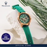 Maserati Successo Chronograph Green Dial Green Silicone Strap Watch for Men - R8871621038 Authentic Buy Shop Now