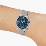 Hugo Boss Skytraveller Chronograph Blue Dial Silver Mesh Strap Watch for Men - 1514149 Authentic Buy Shop Now