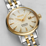 Seiko Presage Cocktail Time Automatic Diamonds White Dial Two Tone Steel Strap Watch for Women - SRE010J1 Authentic Buy Shop Now