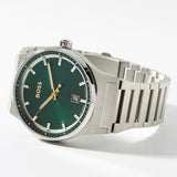 Hugo Boss Candor Green Dial Silver Steel Strap Watch for Men - 1514079 Authentic Buy Shop Now