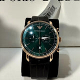 Emporio Armani Aviator Green Dial Brown Leather Strap Watch for Men - AR11334 Authentic Buy Shop Now