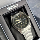 Seiko 5 Sports Flieger Automatic Black Dial Silver Steel Strap Watch for Men - SRPH27K1 Authentic Buy Shop Now