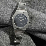 D1 Milano Ultra Thin Matte Black Dial Silver Steel Strap Watch for Men - D1-UTBJ40 Authentic Buy Shop Now