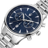 Maserati Tradizione Chronograph Blue Dial Silver Steel Strap Watch for Men - R8873646005 Authentic Buy Shop Now