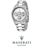 Maserati Competizione Chronograph Silver Dial Silver Steel Strap Watch for Men - R8853100041 Authentic Buy Shop Now