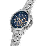 Maserati Successo Chronograph Blue Dial Silver Steel Strap Watch for Men - R8873621037 Authentic Buy Shop Now