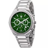 Maserati Stile Chronograph Green Dial Silver Steel Strap Watch for Men - R8873642011 Authentic Buy Shop Now