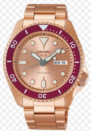 Seiko 5 Sports 55th Anniversary Limited Edition Rose Gold Dial Rose Gold Steel Strap Watch for Men - SRPK08K1 Authentic Buy Shop Now