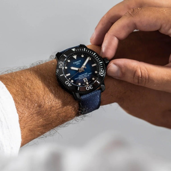 Tissot Seastar 2000 Professional Powermatic 80 Blue Dial Blue Nylon Strap Watch for Men - T120.607.37.041.00 Authentic Buy Shop Now