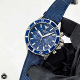 Emporio Armani World Explorer Chronograph Blue Dial Blue Nylon Strap Watch for Men - AR11588 Authentic Buy Shop Now