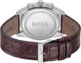 Hugo Boss Skytraveller Chronograph Blue Dial Brown Leather Strap Watch for Men - 1514194 Authentic Buy Shop Now