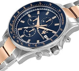 Maserati SFIDA Chronograph Blue Dial Two Tone Steel Strap Watch for Men - R8873640022 Authentic Buy Shop Now