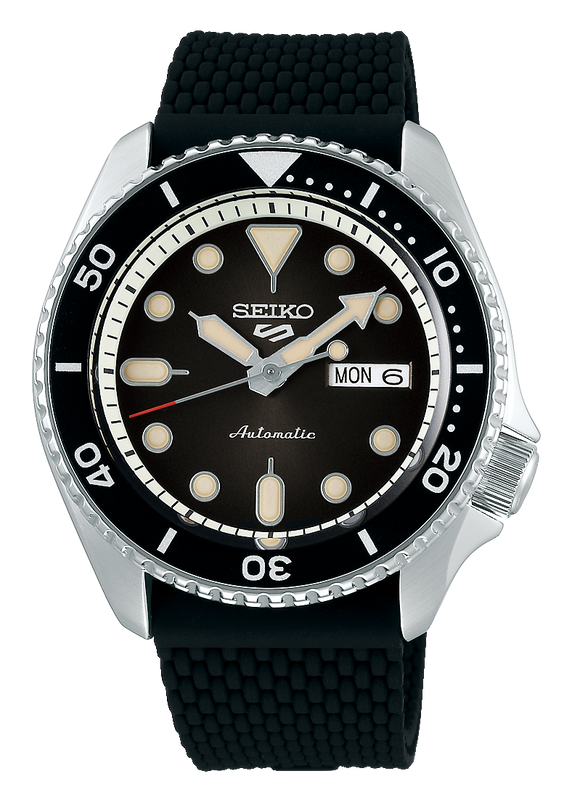 Seiko 5 Sports SKX Automatic Black Dial Black Silicone Strap Watch for Men - SRPD73K2 Authentic Buy Shop Now