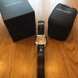 Emporio Armani Classic Beige Dial Brown Leather Strap Watch for Men - AR0645 Authentic Buy Shop Now