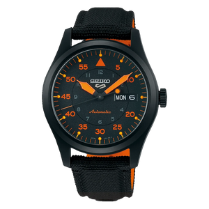 Seiko 5 Sports Flieger Pilot Automatic Black Dial Black Nylon Strap Watch for Men - SRPH33K1 Authentic Buy Shop Now