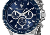 Maserati SFIDA Chronograph Blue Dial Silver Steel Strap Watch for Men - R8873640025 Authentic Buy Shop Now