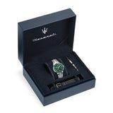 Maserati Sorpasso Chronograph Green Dial Silver Steel Strap Watch for Men - R8873624002 Authentic Buy Shop Now