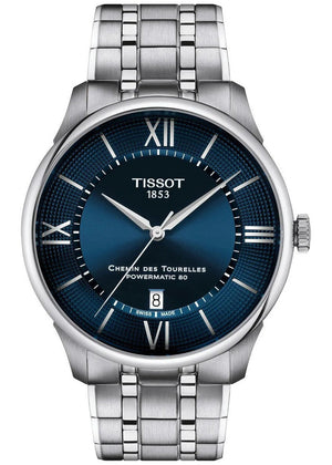 Tissot Chemin Des Tourelles Powermatic 80 Blue Dial Silver Steel Strap Watch for Men - T139.407.11.048.00 Authentic Buy Shop Now