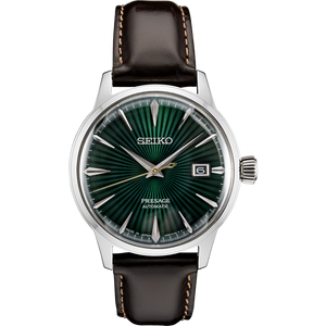Seiko Presage Cocktail Time Automatic Green Dial Brown Leather Strap Watch for Men - SRPD37J1 Authentic Buy Shop Now