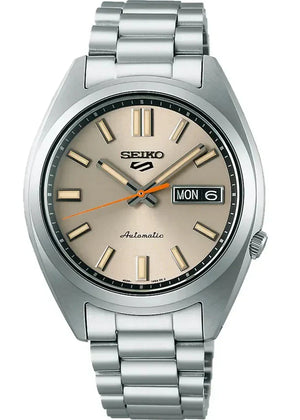 Seiko 5 Sports SNXS Series Automatic Beige Dial Silver Steel Strap Watch for Men - SRPK91K1 Authentic Buy Shop Now