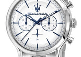 Maserati Epoca Chronograph White Dial Silver Steel Strap Watch for Men - R8873618034 Authentic Buy Shop Now